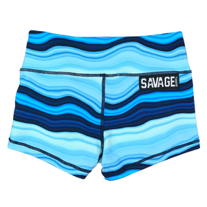 Booty Shorts - Blue Marble - Savage Barbell Apparel