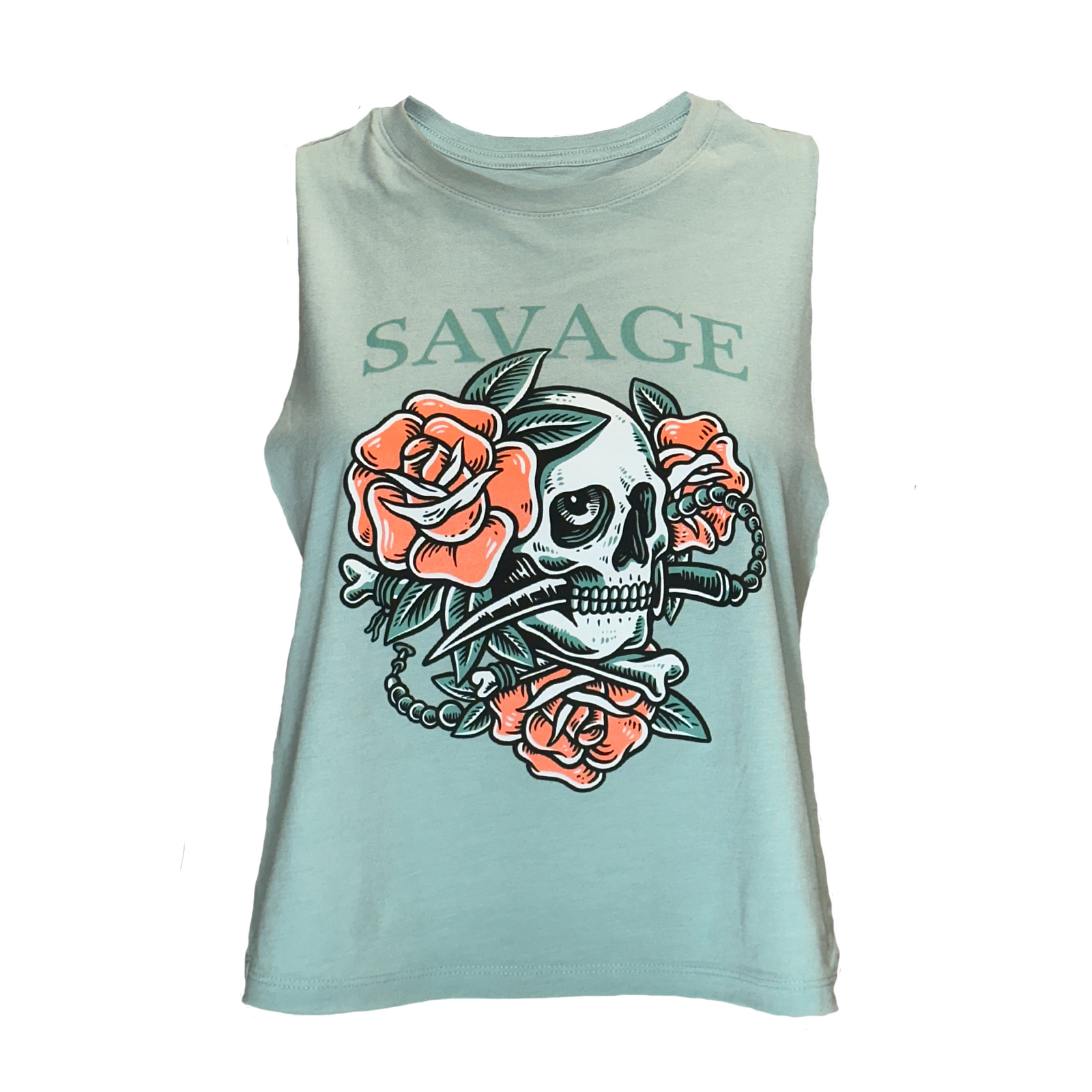 Women's Racerback Crop Tank ~ Sea Foam - Savage Barbell Apparel