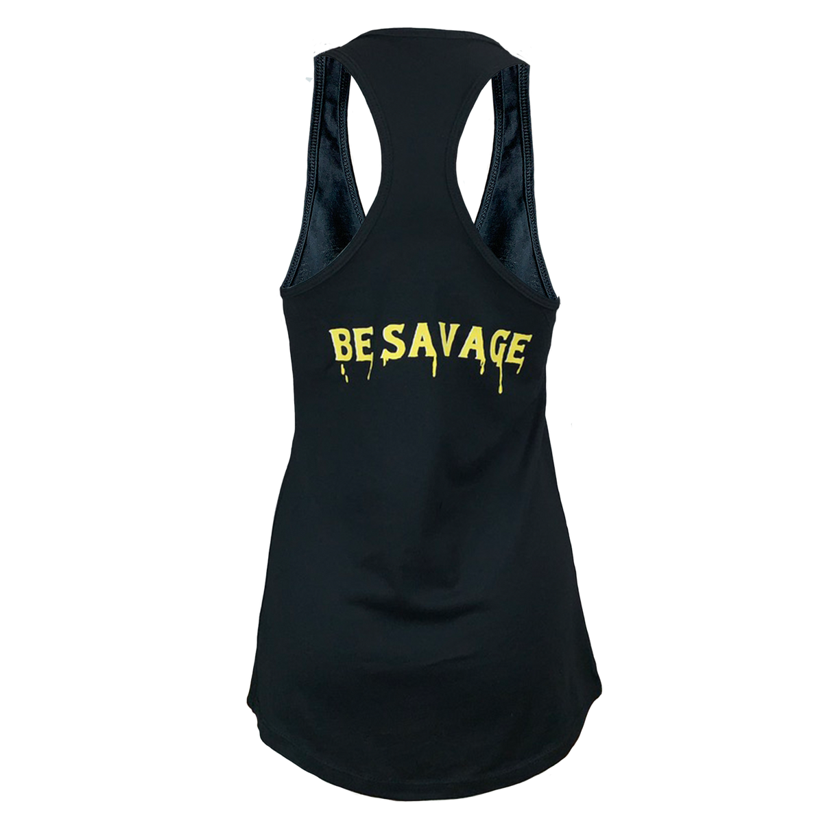 Women's Be Happy Racer-Back Tank Top - Black - Savage Barbell Apparel