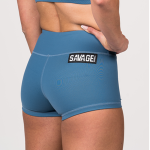 Classic Booty Shorts - Blue Steel - Savage Barbell Apparel
