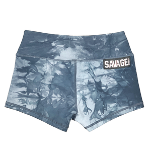 Booty Shorts - Gray Tie Dye - Savage Barbell Apparel