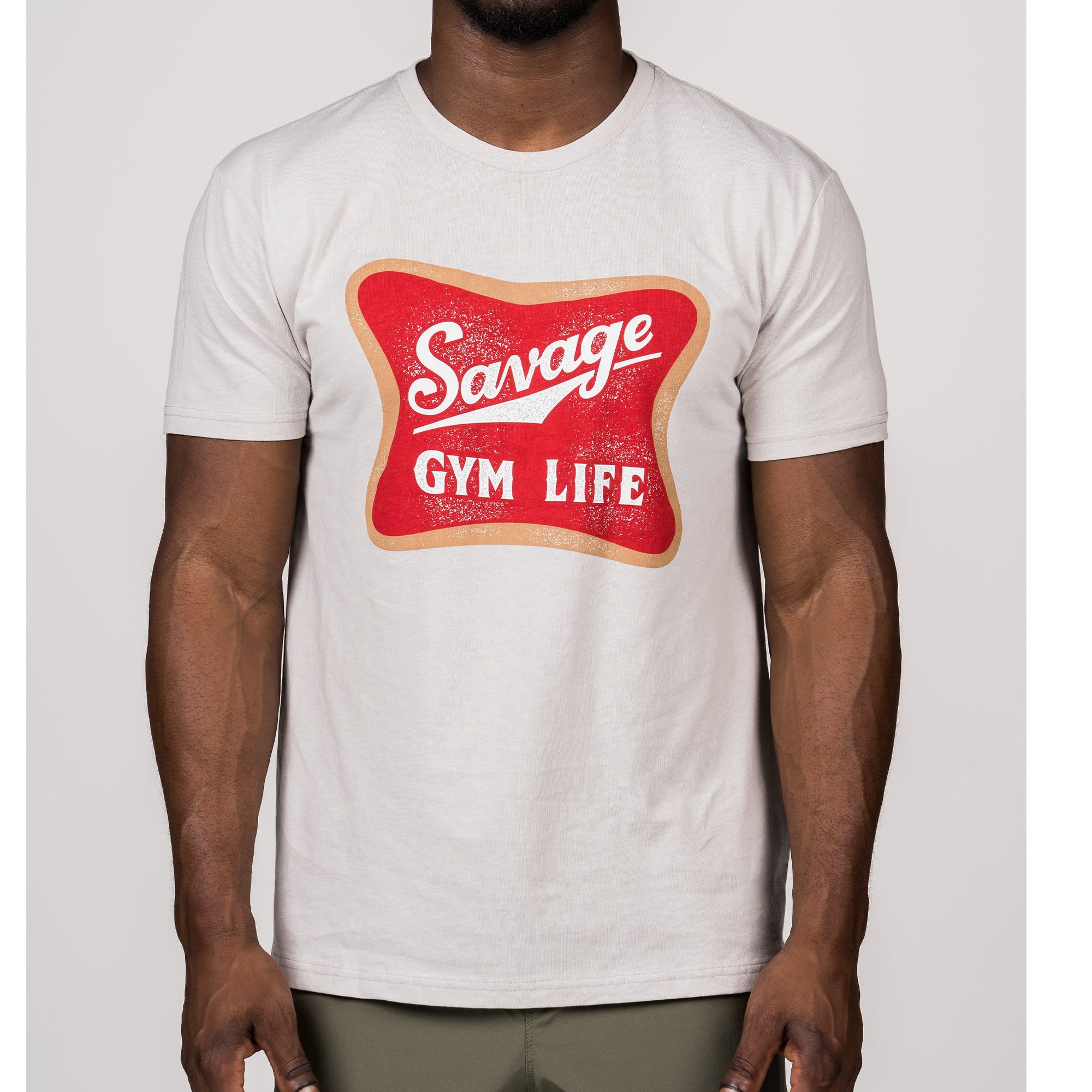 Men's T-Shirt - Gym Life - Sand - Savage Barbell Apparel