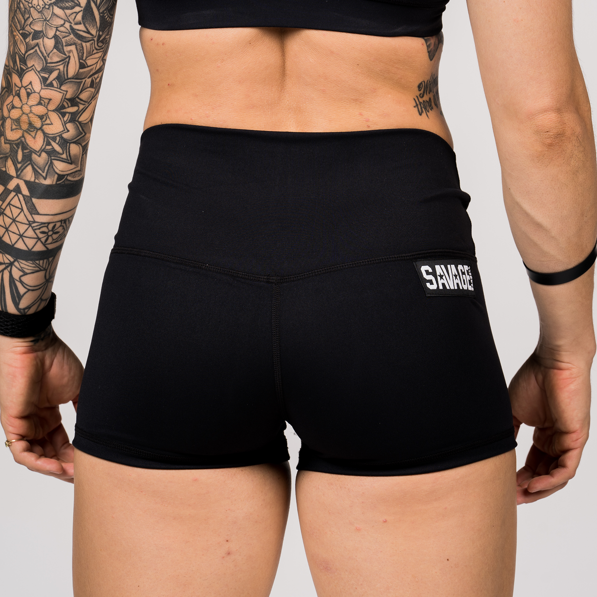 High Waist Booty Shorts - Black - Savage Barbell Apparel