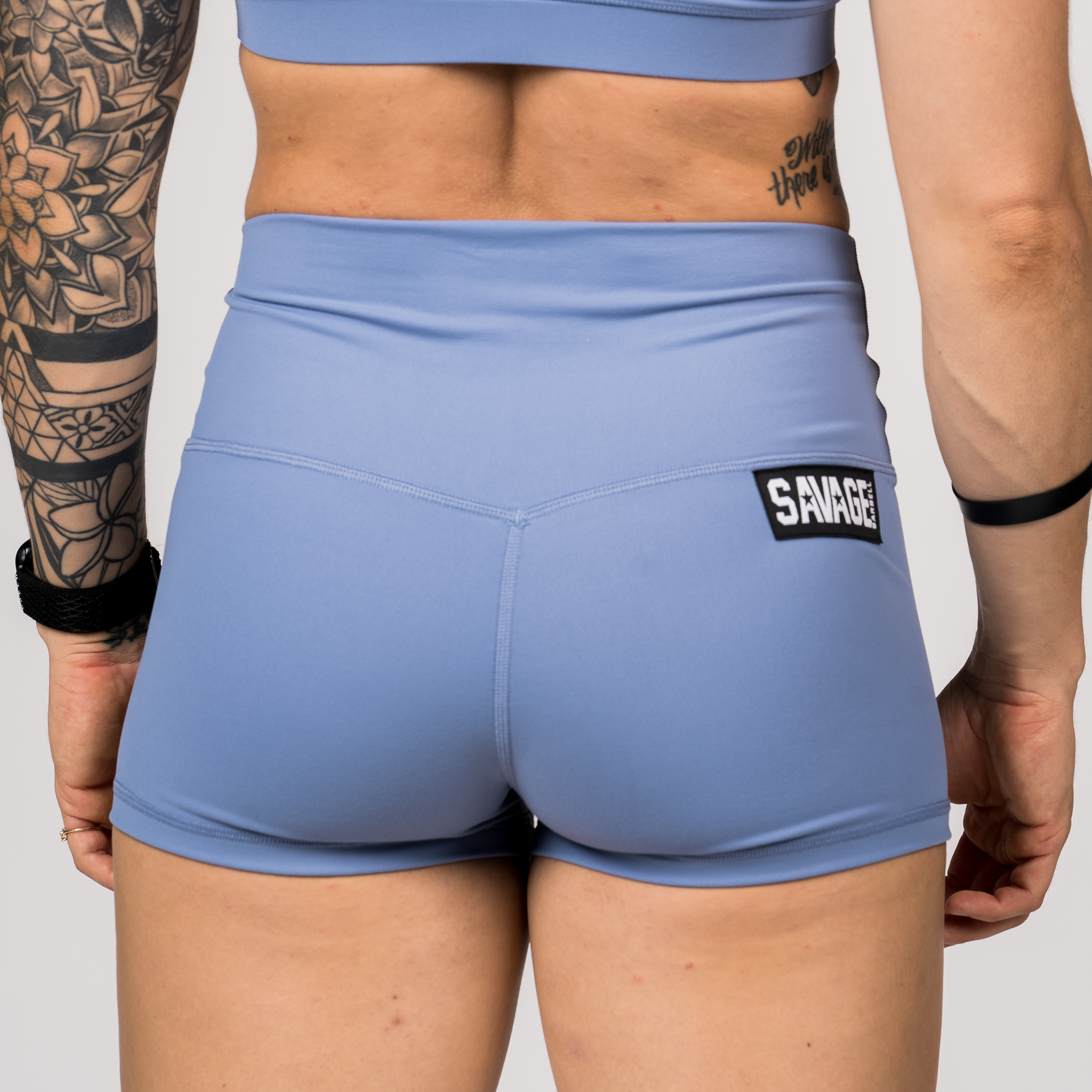 High Waist Booty Shorts - Periwinkle Blue - Savage Barbell Apparel