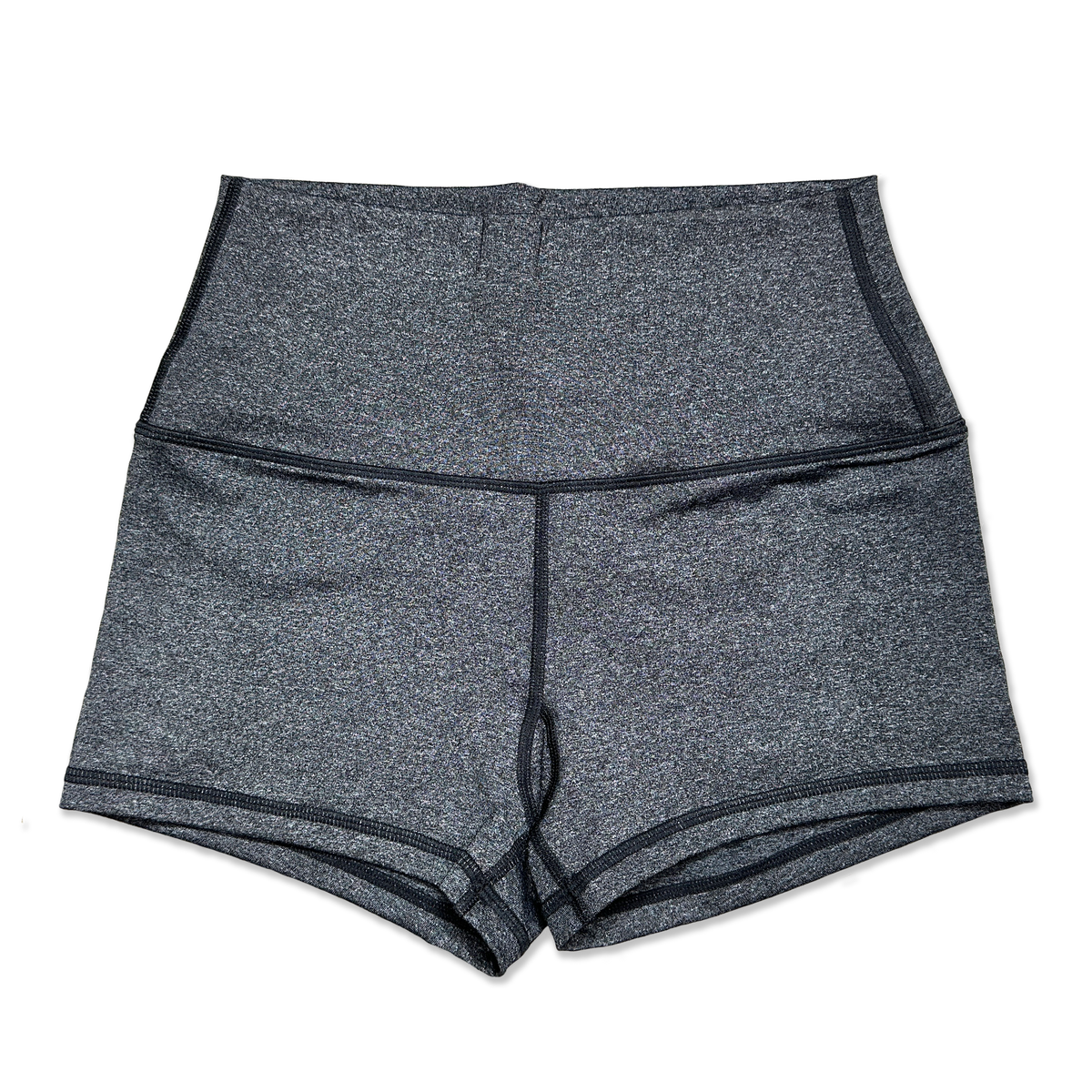 High Waist Booty Shorts - Heather Black - Savage Barbell Apparel
