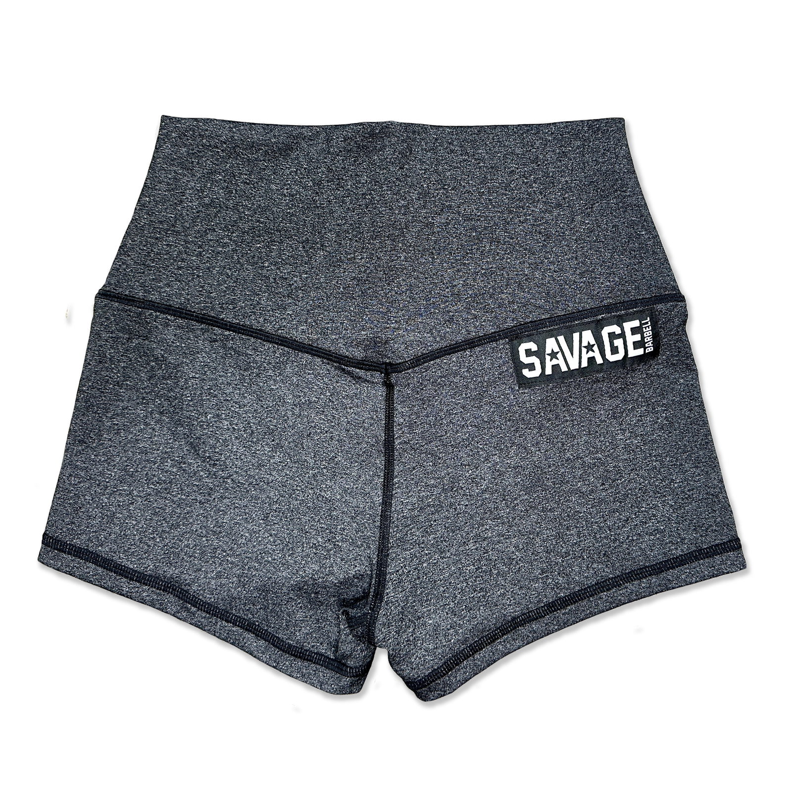 High Waist Booty Shorts - Heather Black - Savage Barbell Apparel