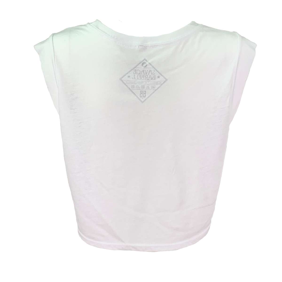 Women's Cut Off Sleeveless Crop T - Make it Hurt - White - Savage Barbell Apparel