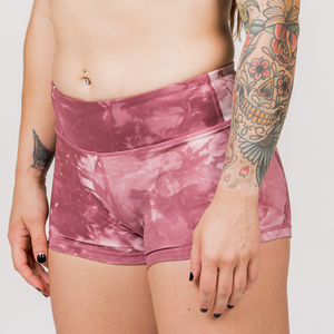 Booty Shorts - Mauve Tie Dye - Savage Barbell Apparel