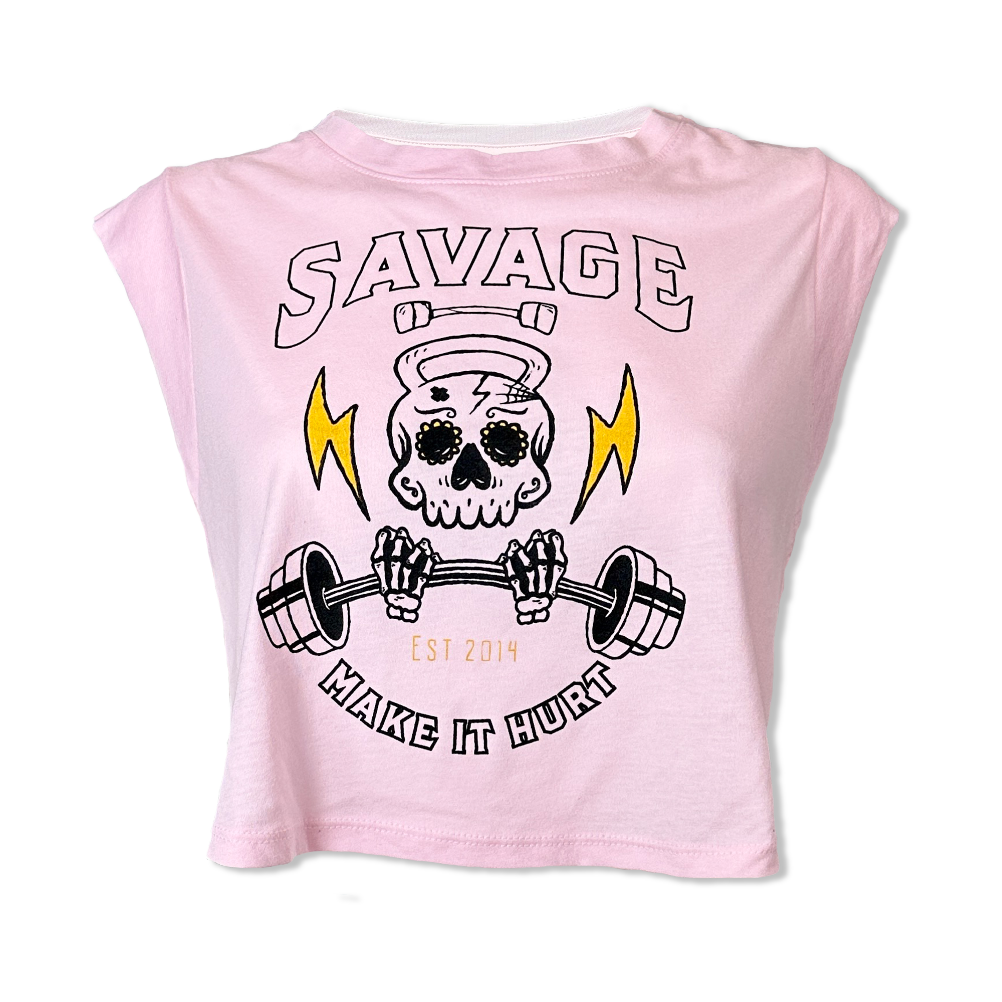 Women's Crop-T / Make it Hurt ~ Pink - Savage Barbell Apparel