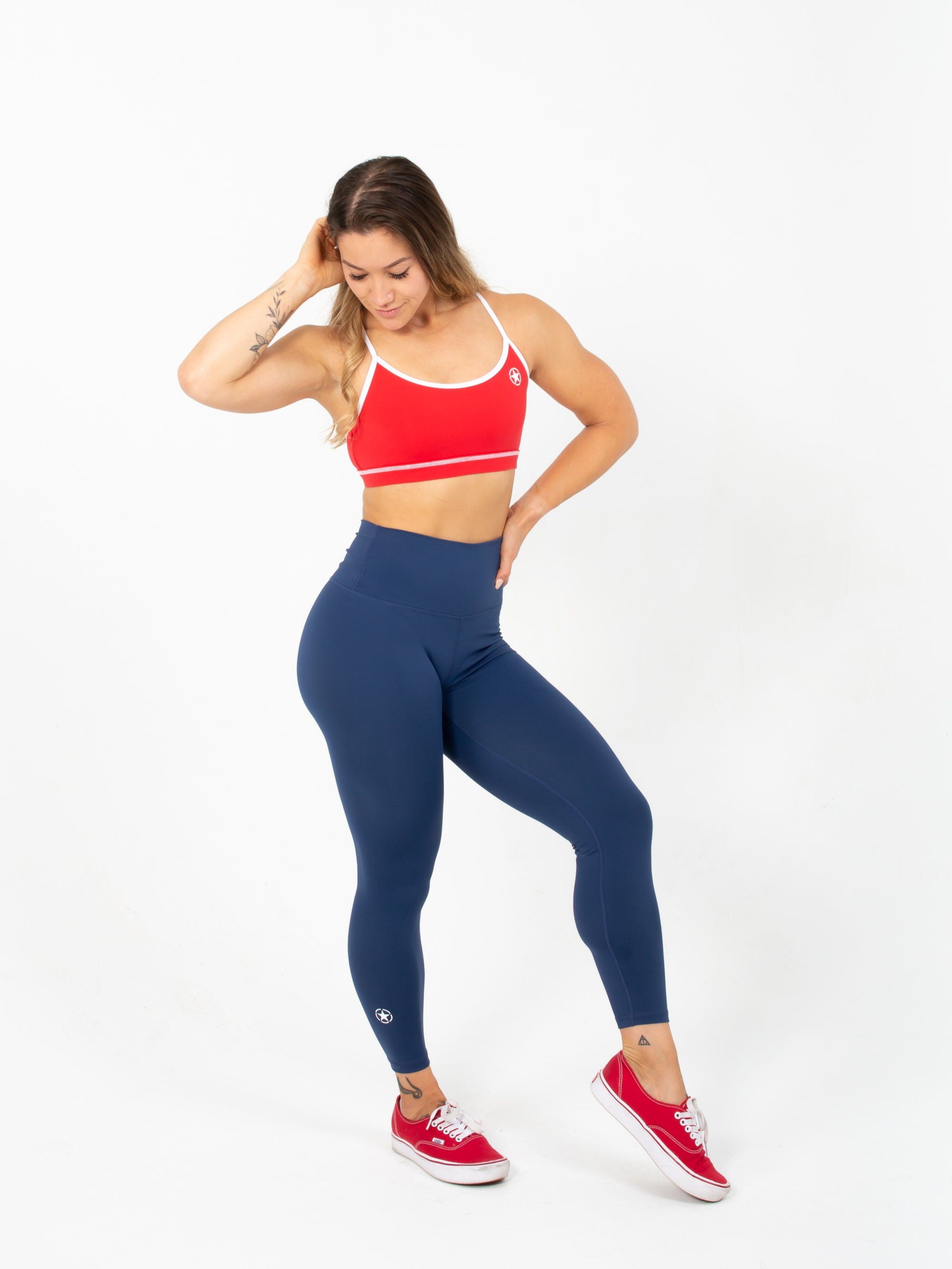 Leggings - High Waist Ankle Length - Navy Blue - Savage Barbell Apparel