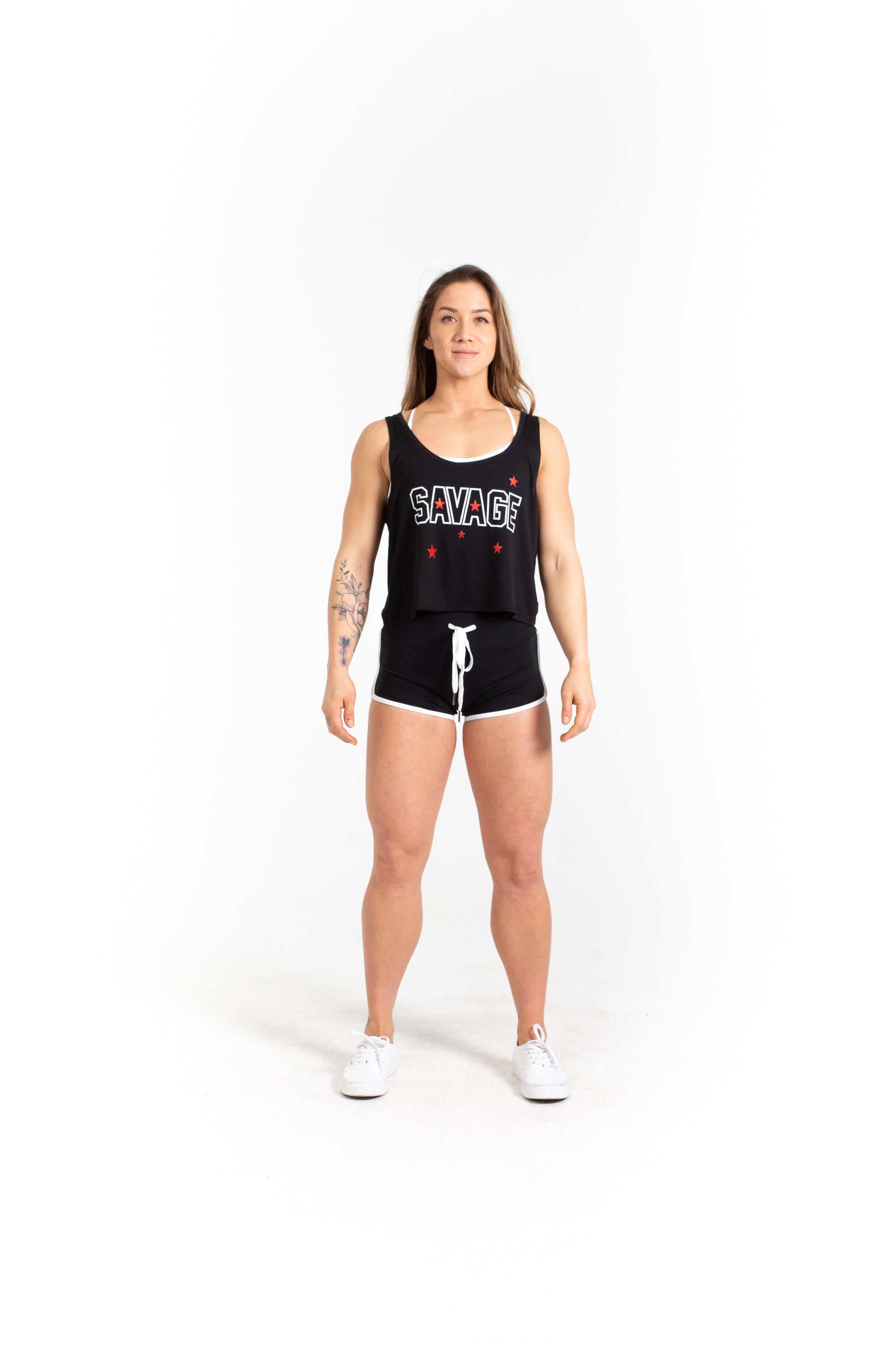 Women's Crop Top - Starry Eyes - Black - Savage Barbell Apparel