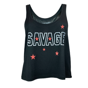 Women's Crop Top - Starry Eyes - Black - Savage Barbell Apparel