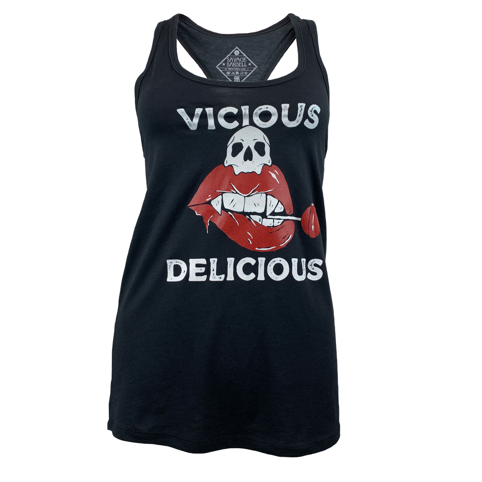 Women's Vicious n Delicious Racer-Back Tank Top - Black - Savage Barbell Apparel