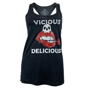 Women's Vicious n Delicious Racer-Back Tank Top - Black - Savage Barbell Apparel