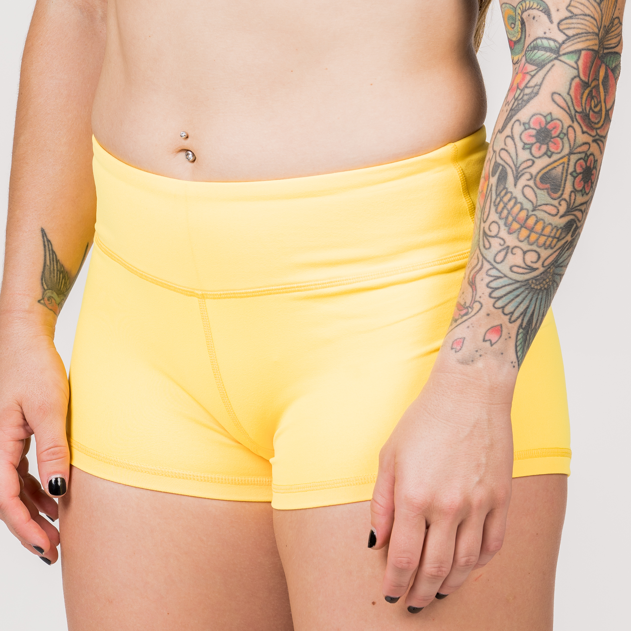  Women Sexy Booty Shorts Solid Color Gym Yoga Athletic  Clubwear Bottoms Yellow XL