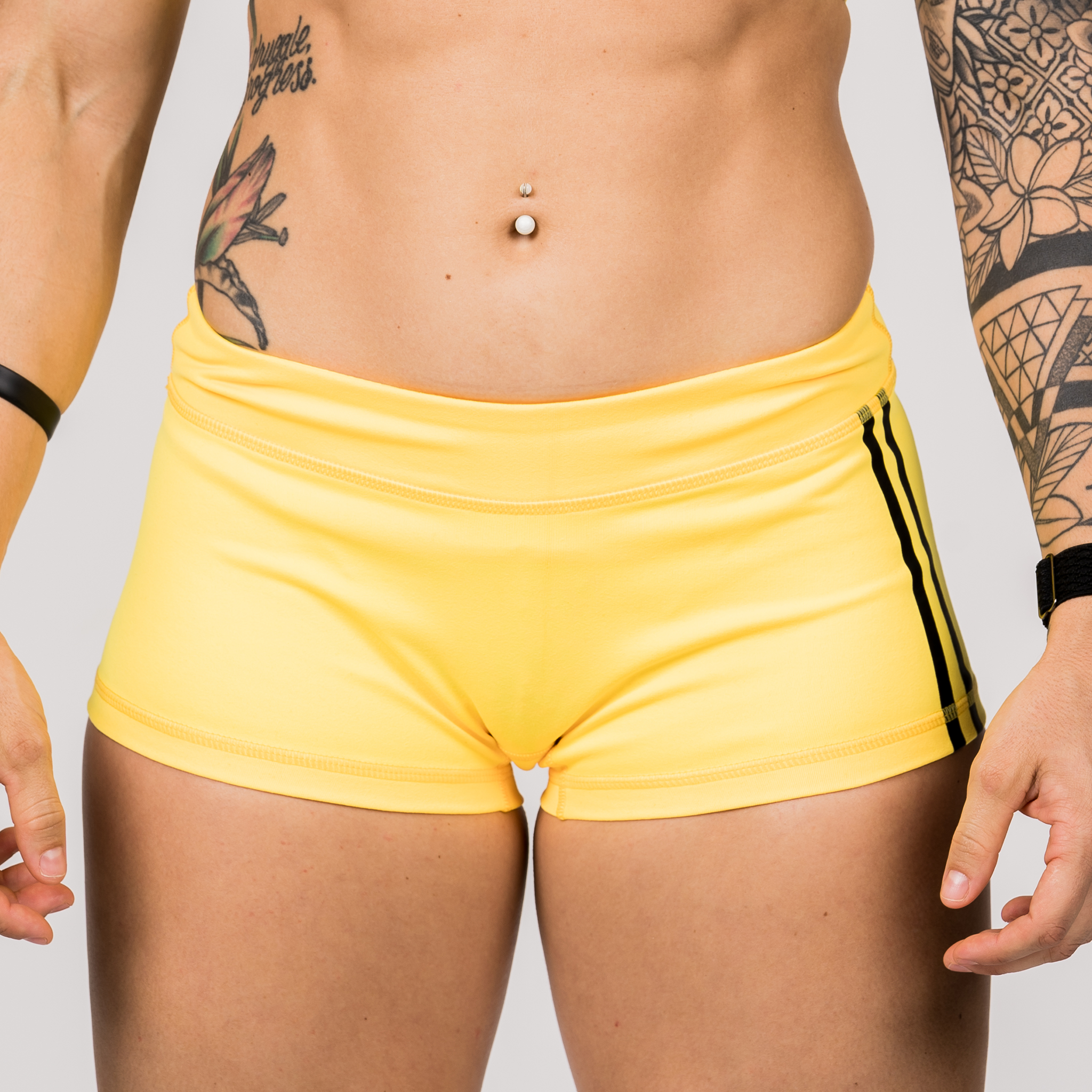Viper Low Rise Booty Shorts - Yellow - Savage Barbell Apparel