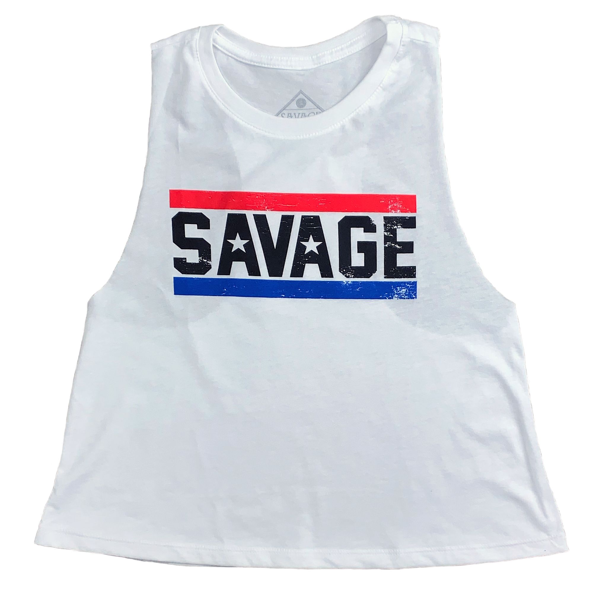 Racer Crop Tank - Red, White, & Blue - Savage Barbell Apparel