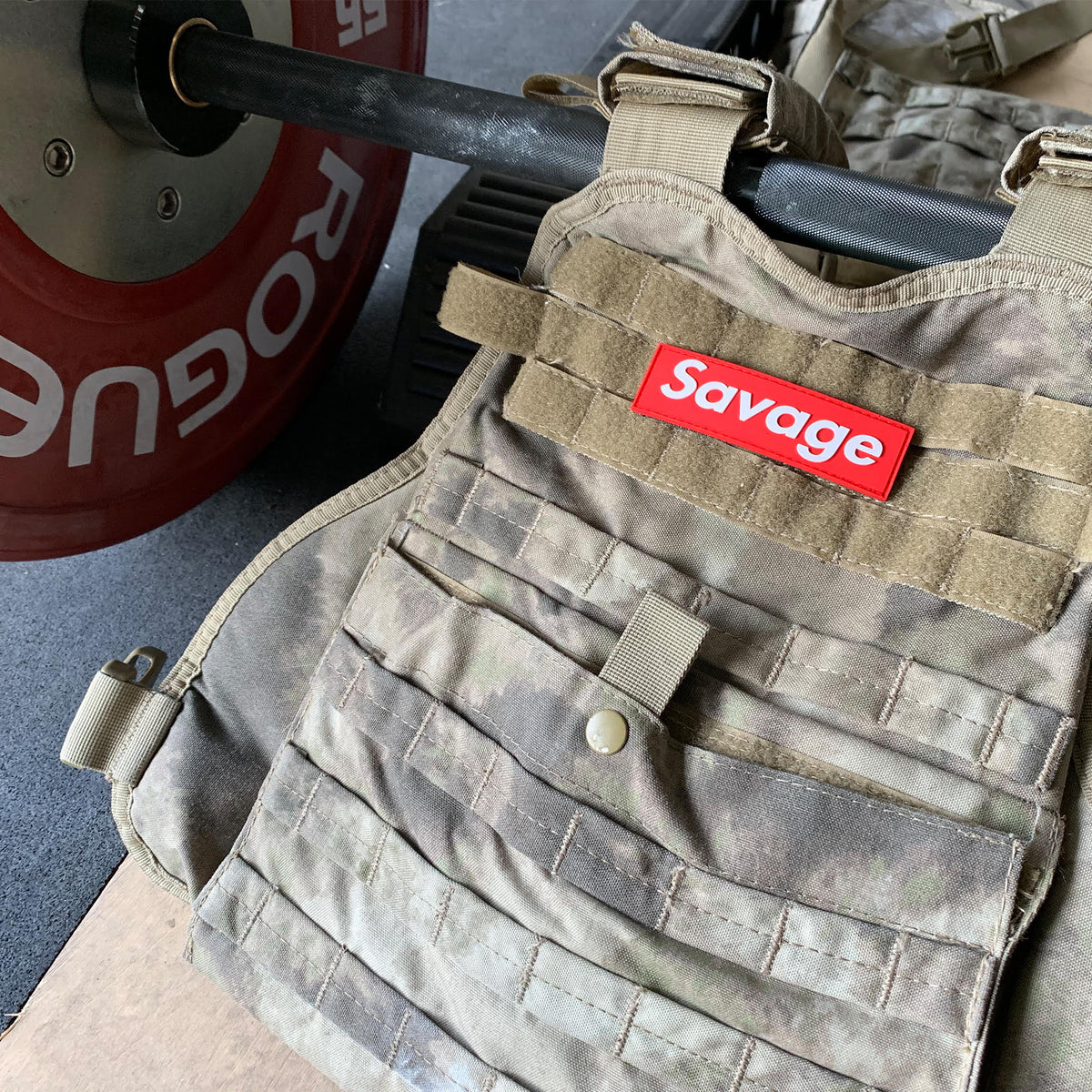 Savage Patch - Banner - Red Box - Savage Barbell Apparel