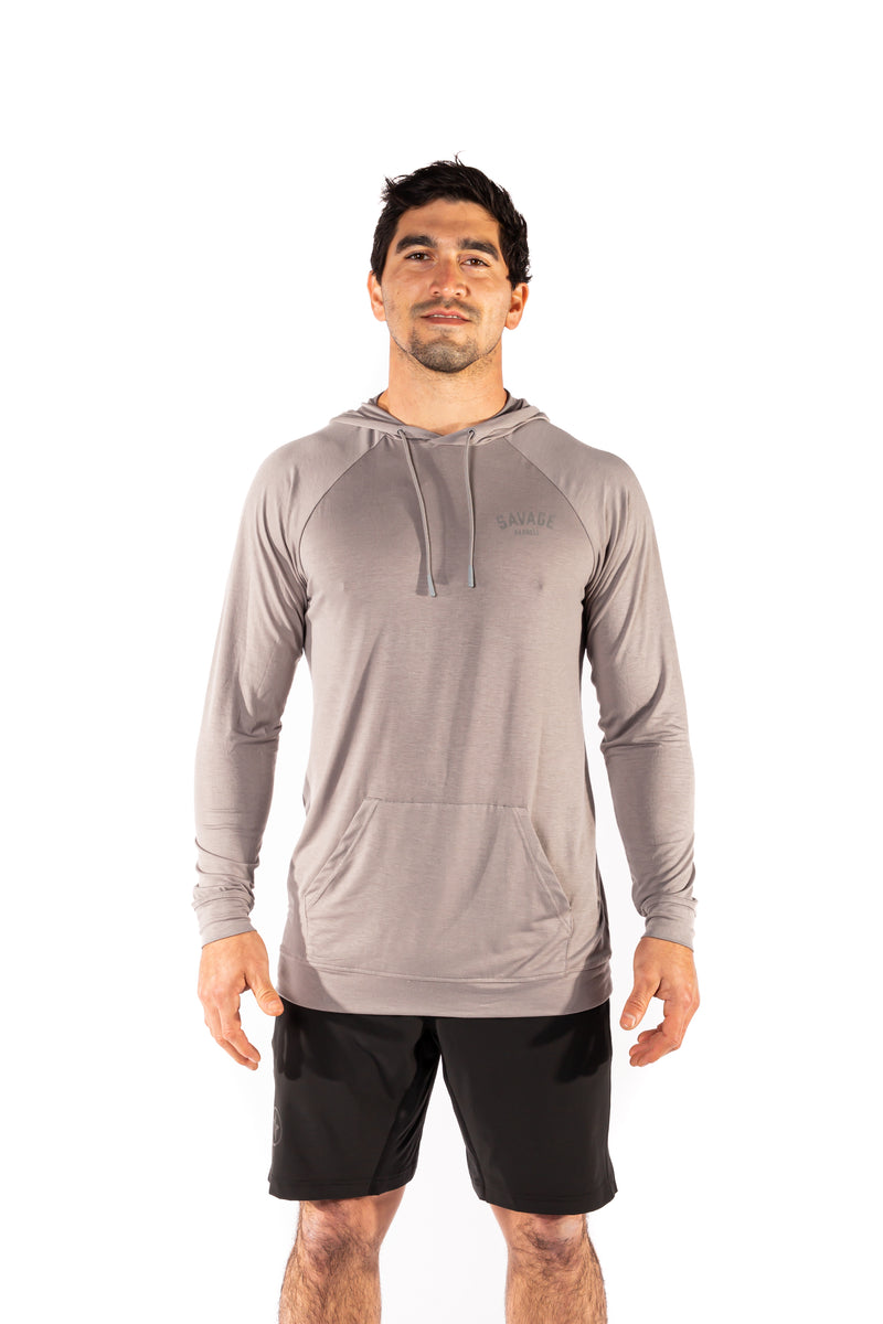 Mens Pull Over Hoodie - Athletic Gray - Savage Barbell Apparel